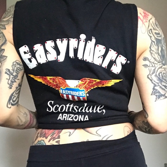 ✂️ r e s t y l e d || bling/stud easyrider crop ✂️ - Picture 6 of 6